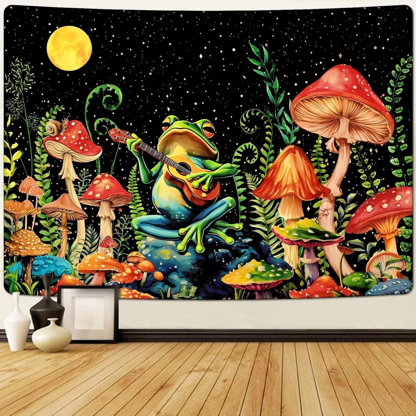 Arazzo alishomtll rana fungo luna stelle colorate Home - Accessori e Decorazioni Naty Shop Multi 150L X 130B Cm