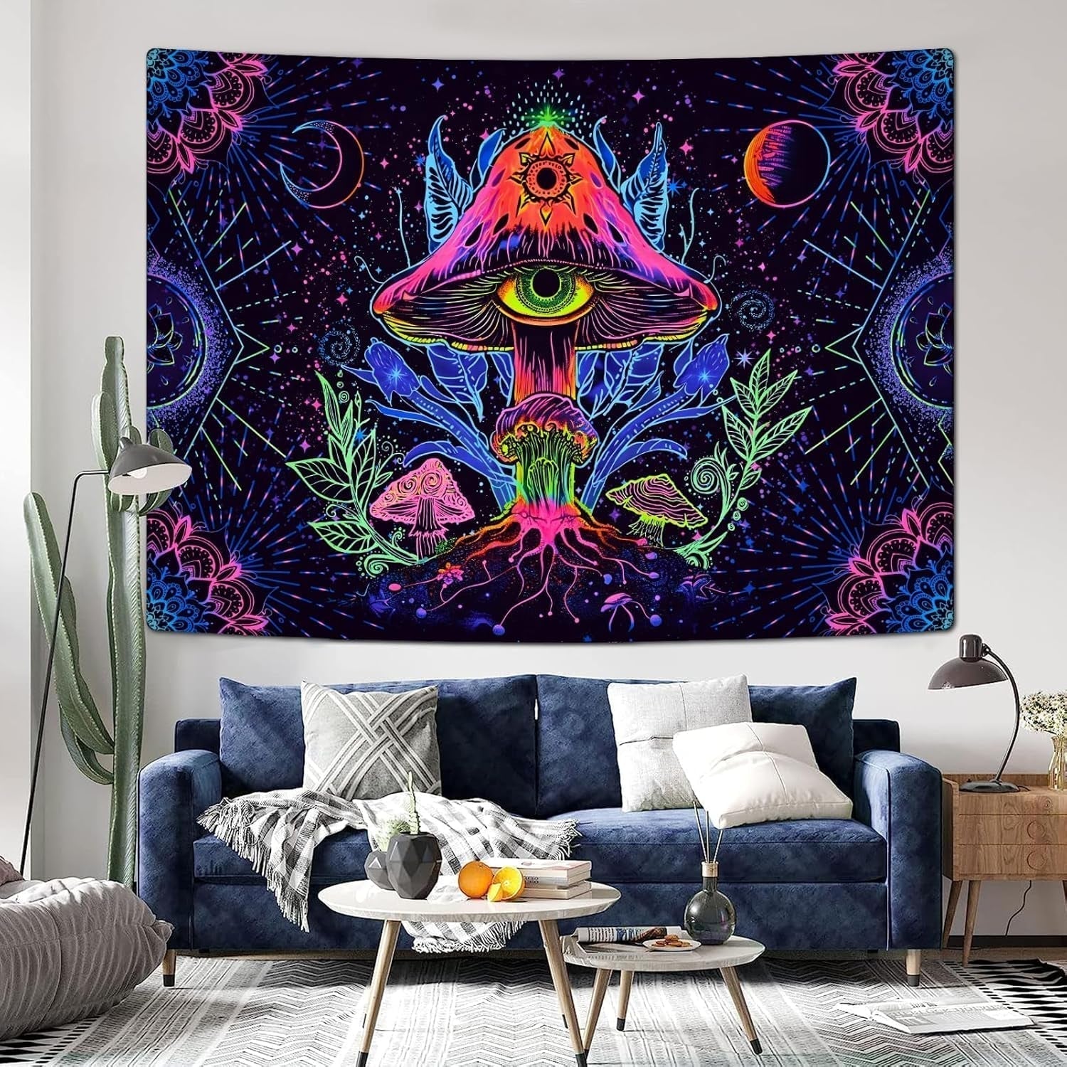 Arazzo alishomtll fungo fluorescente luce nera mandala Home - Accessori e Decorazioni Naty Shop