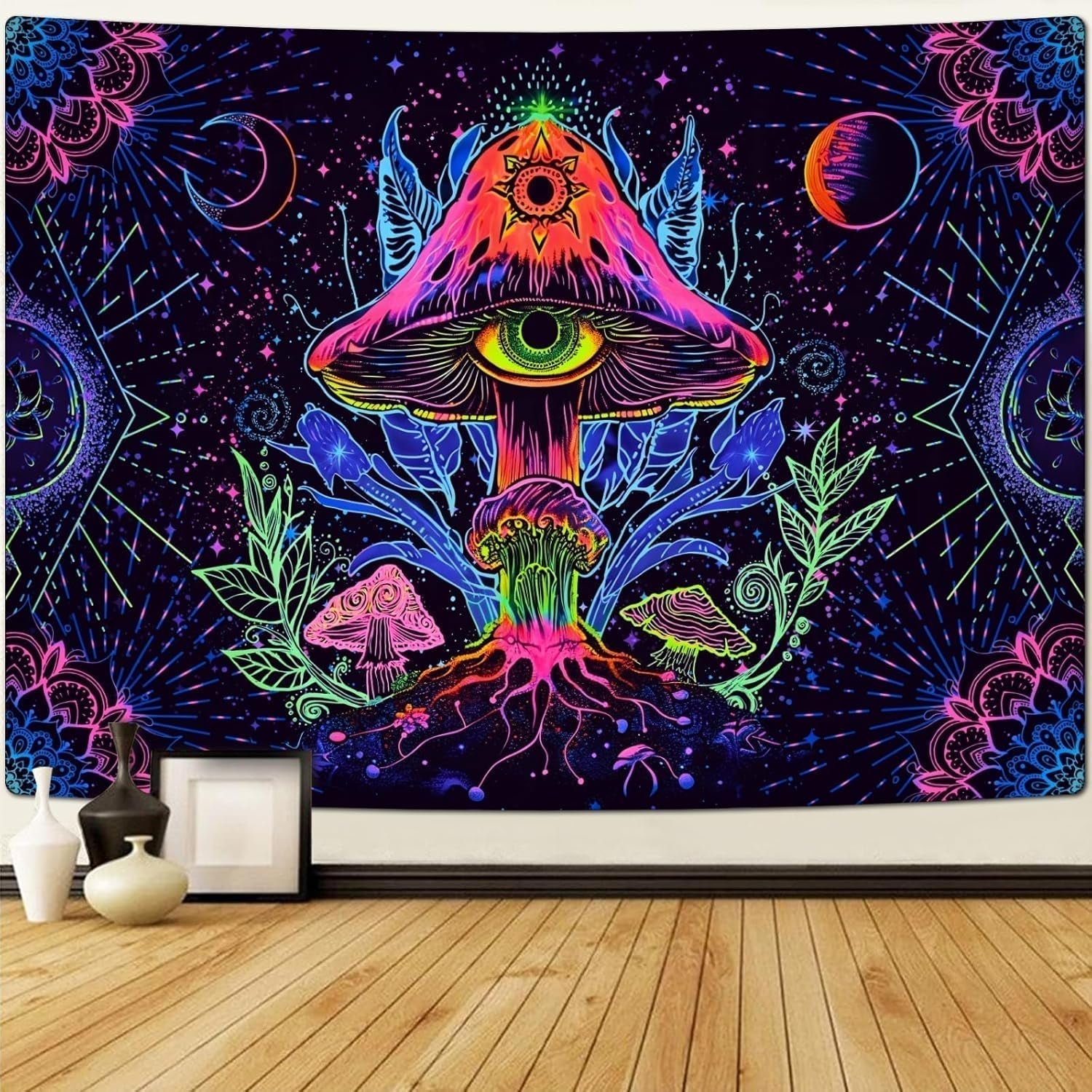 Arazzo alishomtll fungo fluorescente luce nera mandala Home - Accessori e Decorazioni Naty Shop