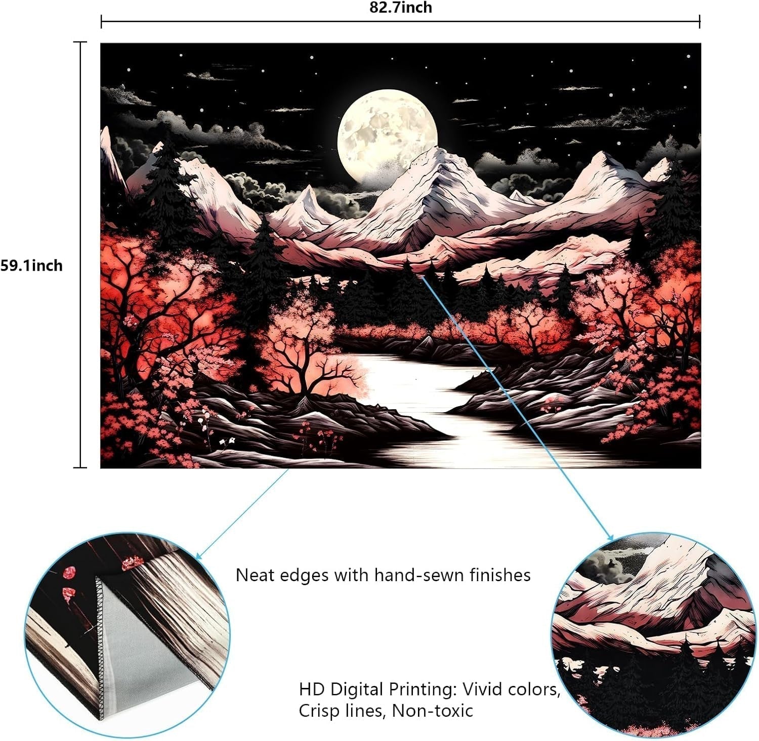 Arazzo alishomtll scena di montagna luna foresta montagne Home - Accessori e decorazioni Naty Shop