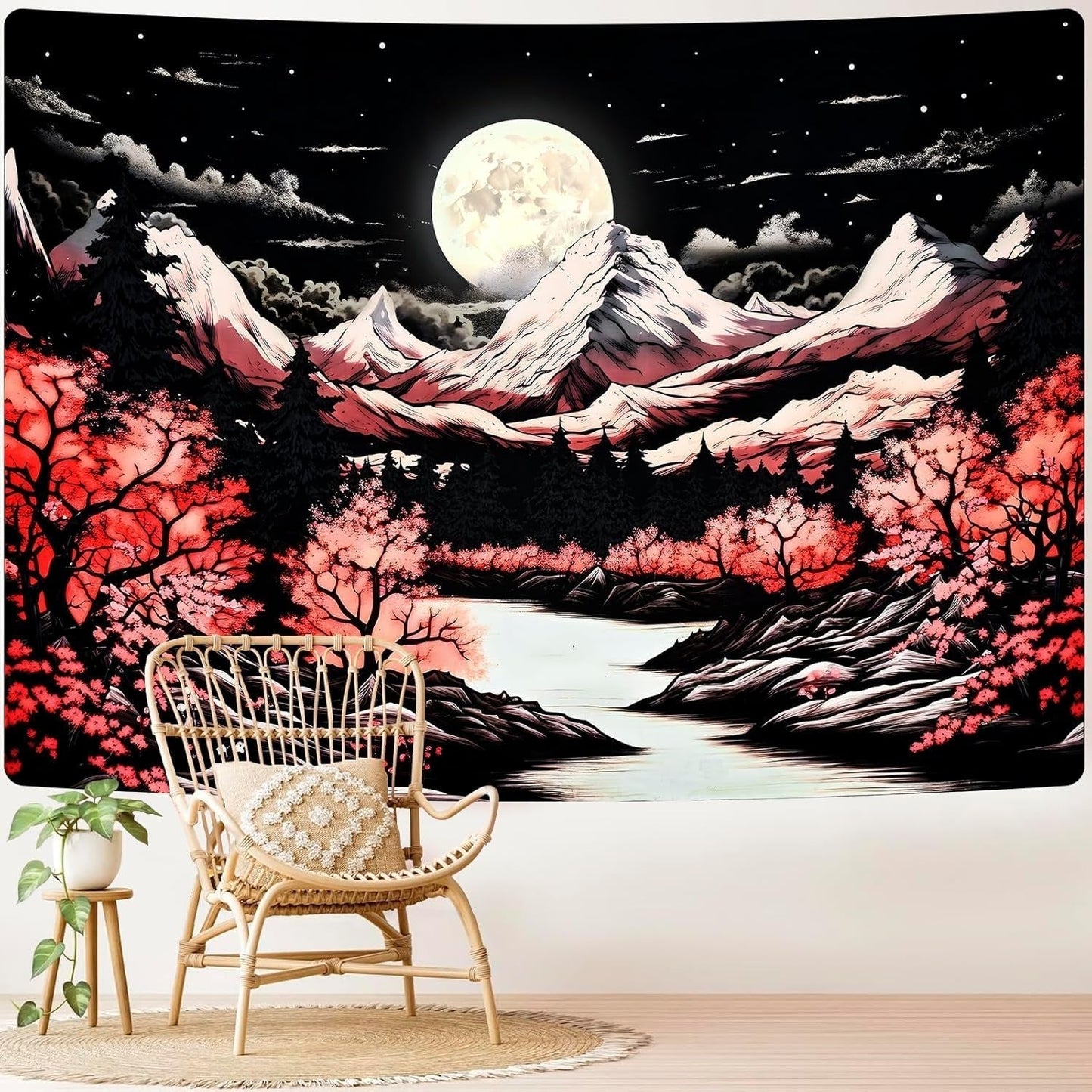 Arazzo alishomtll scena di montagna luna foresta montagne Home - Accessori e decorazioni Naty Shop