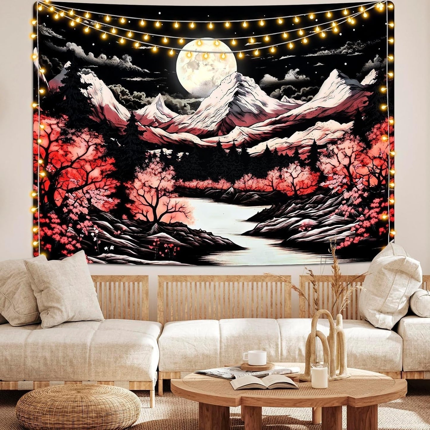 Arazzo alishomtll scena di montagna luna foresta montagne Home - Accessori e decorazioni Naty Shop