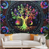 Arazzo alishomtll albero della vita fluorescente sole e luna Casa - Accessori e Decorazioni Naty Shop