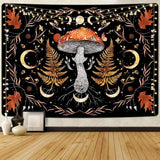 Arazzo alishomtll vintage fungo luna foglia d'acero botanico Home - Accessori e decorazioni Naty Shop Multi 150L X 130B Cm