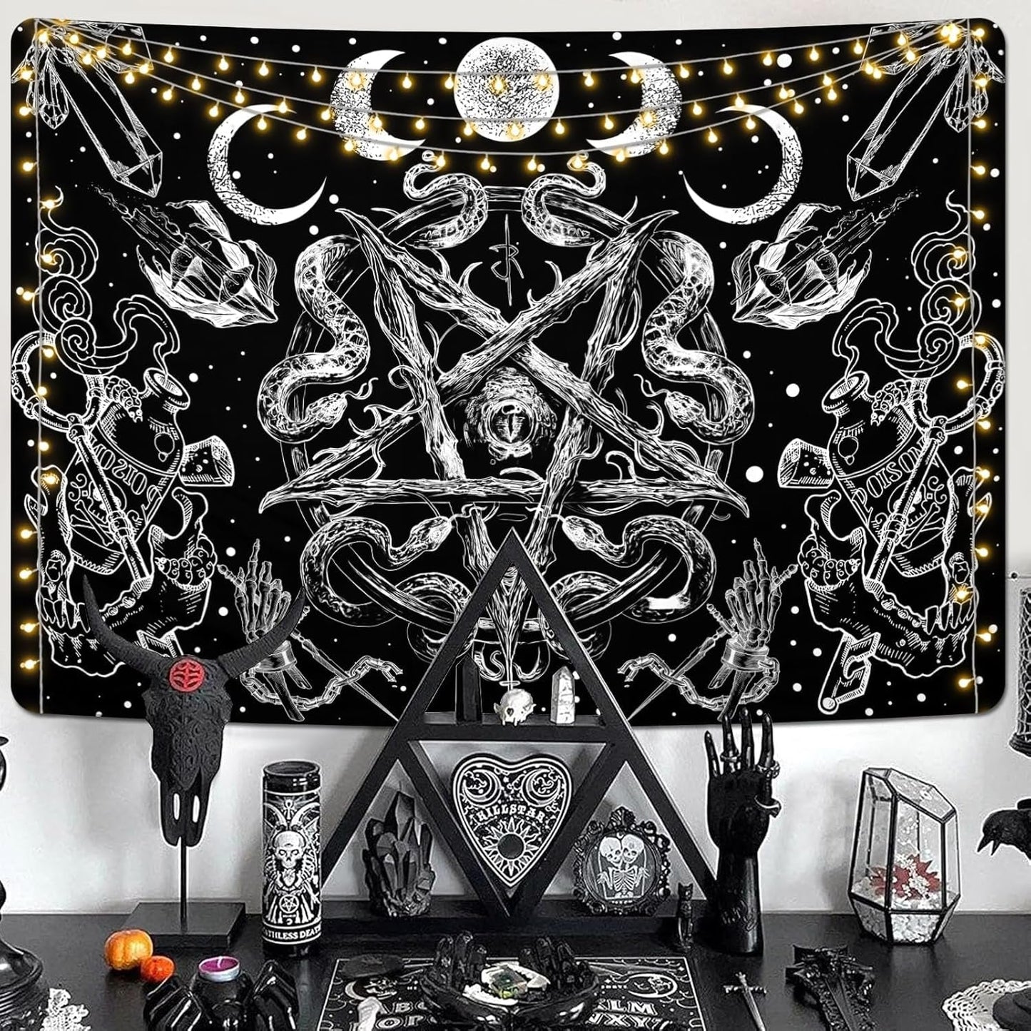 Arazzo alishomtll strega serpente estetico gotico pentagramma da parete Home - Accessori e Decorazioni Naty Shop