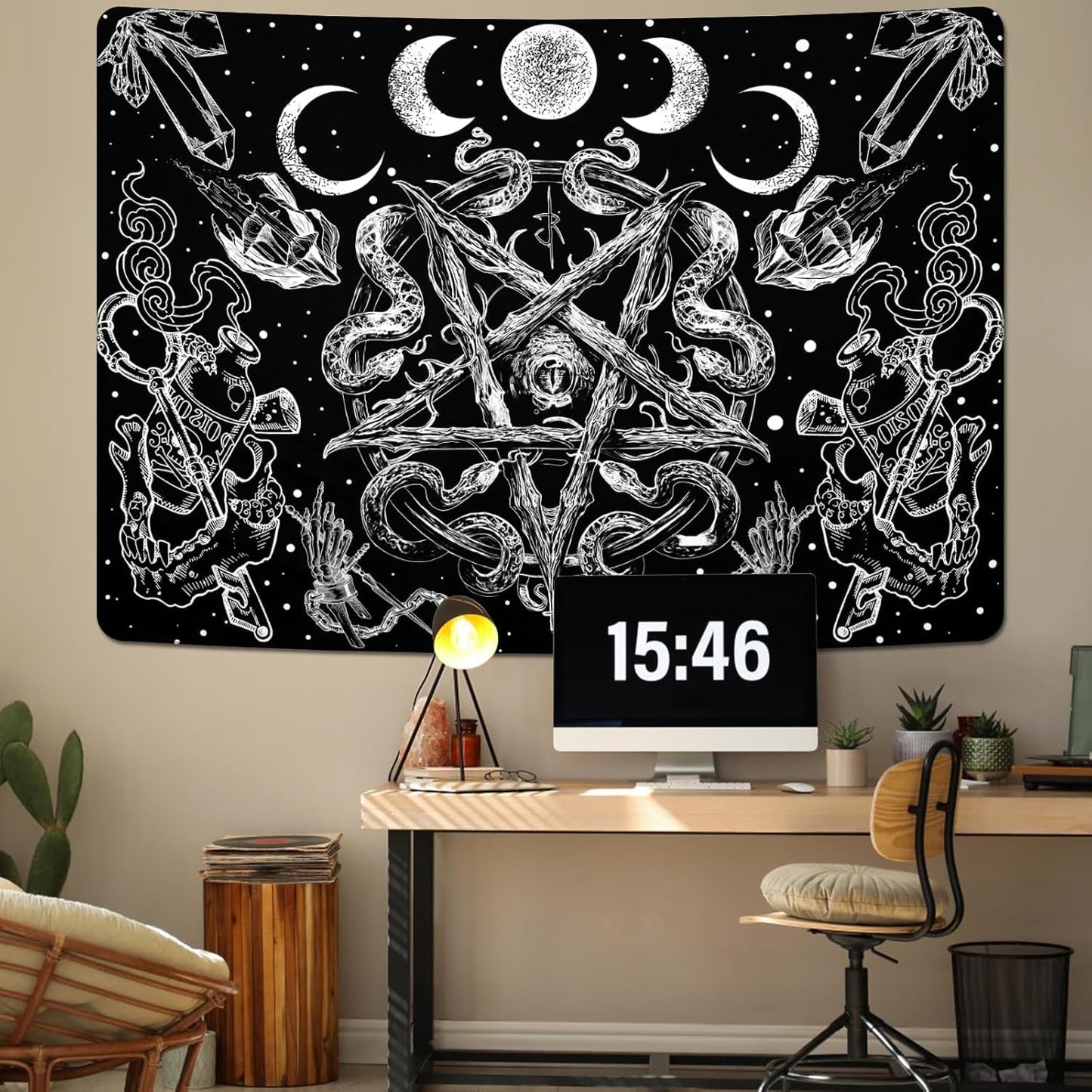 Arazzo alishomtll strega serpente estetico gotico pentagramma da parete Home - Accessori e Decorazioni Naty Shop