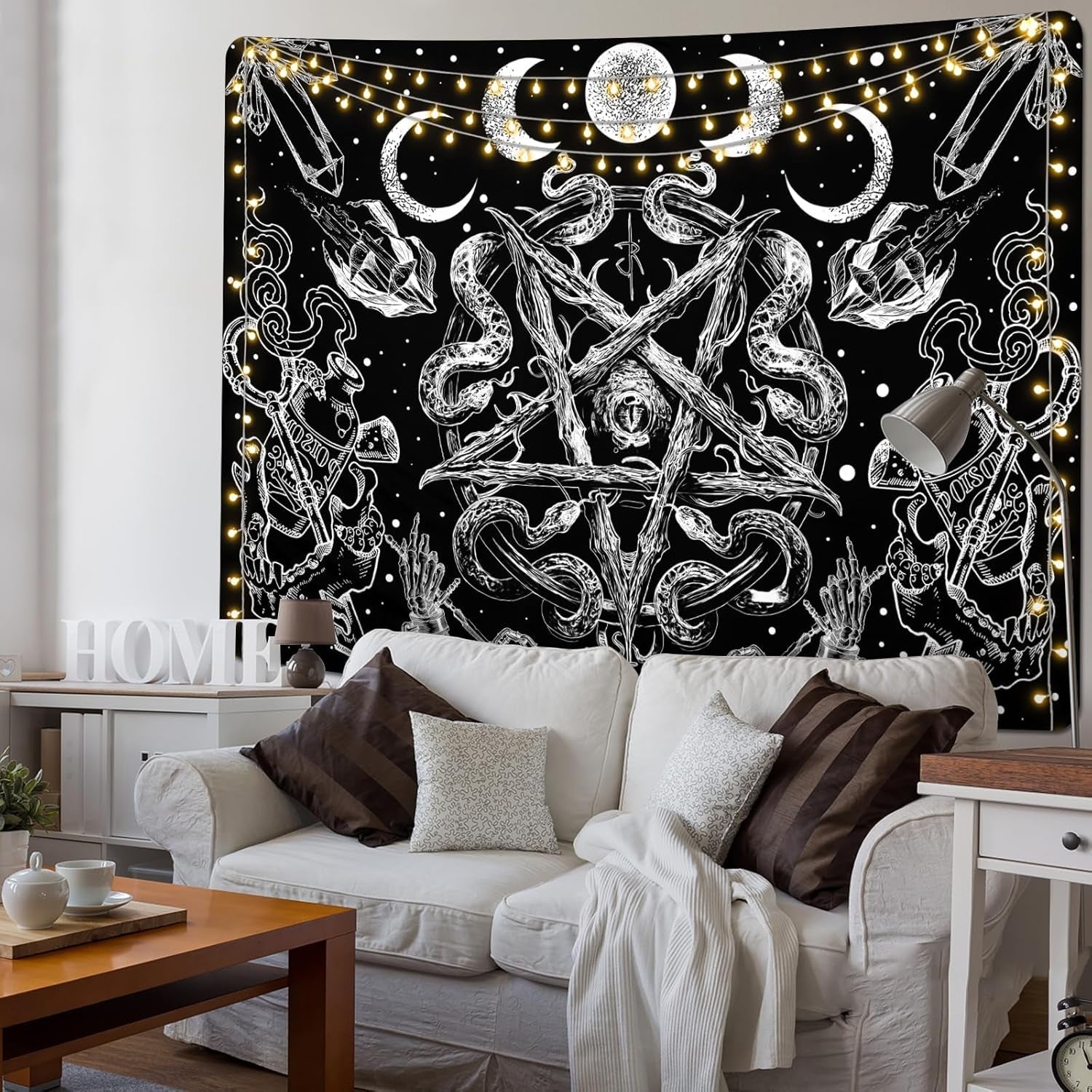 Arazzo alishomtll strega serpente estetico gotico pentagramma da parete Home - Accessori e Decorazioni Naty Shop