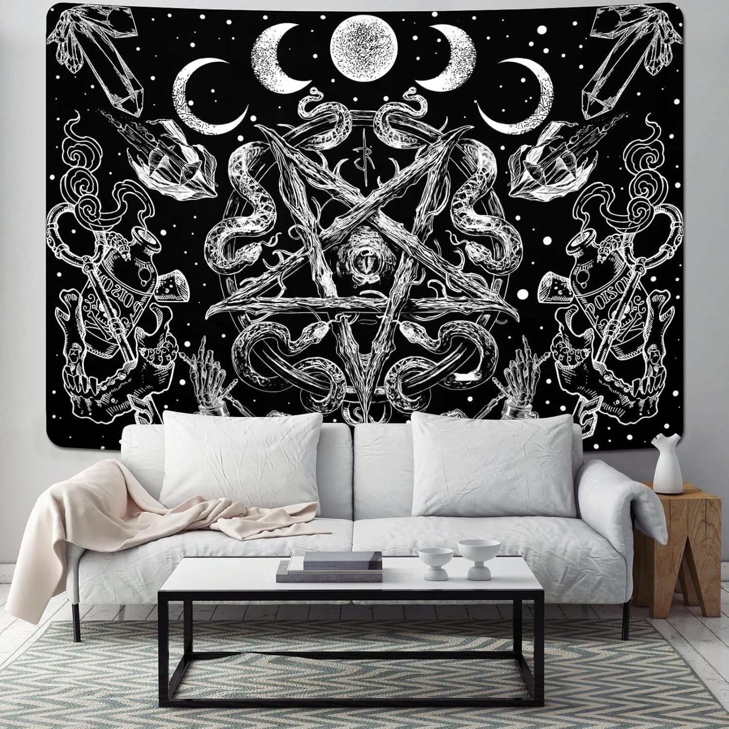 Arazzo alishomtll strega serpente estetico gotico pentagramma da parete Home - Accessori e Decorazioni Naty Shop