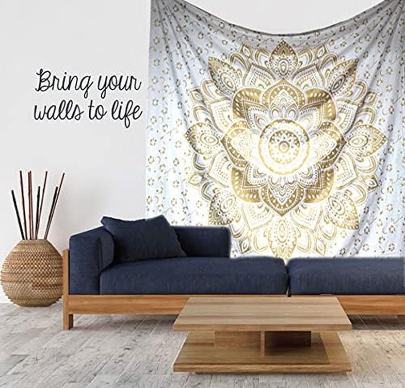 Arazzo mandala metallizzato oro Coperta da spiaggia in cotone indiano Casa - Accessori e Decorazioni Naty Shop