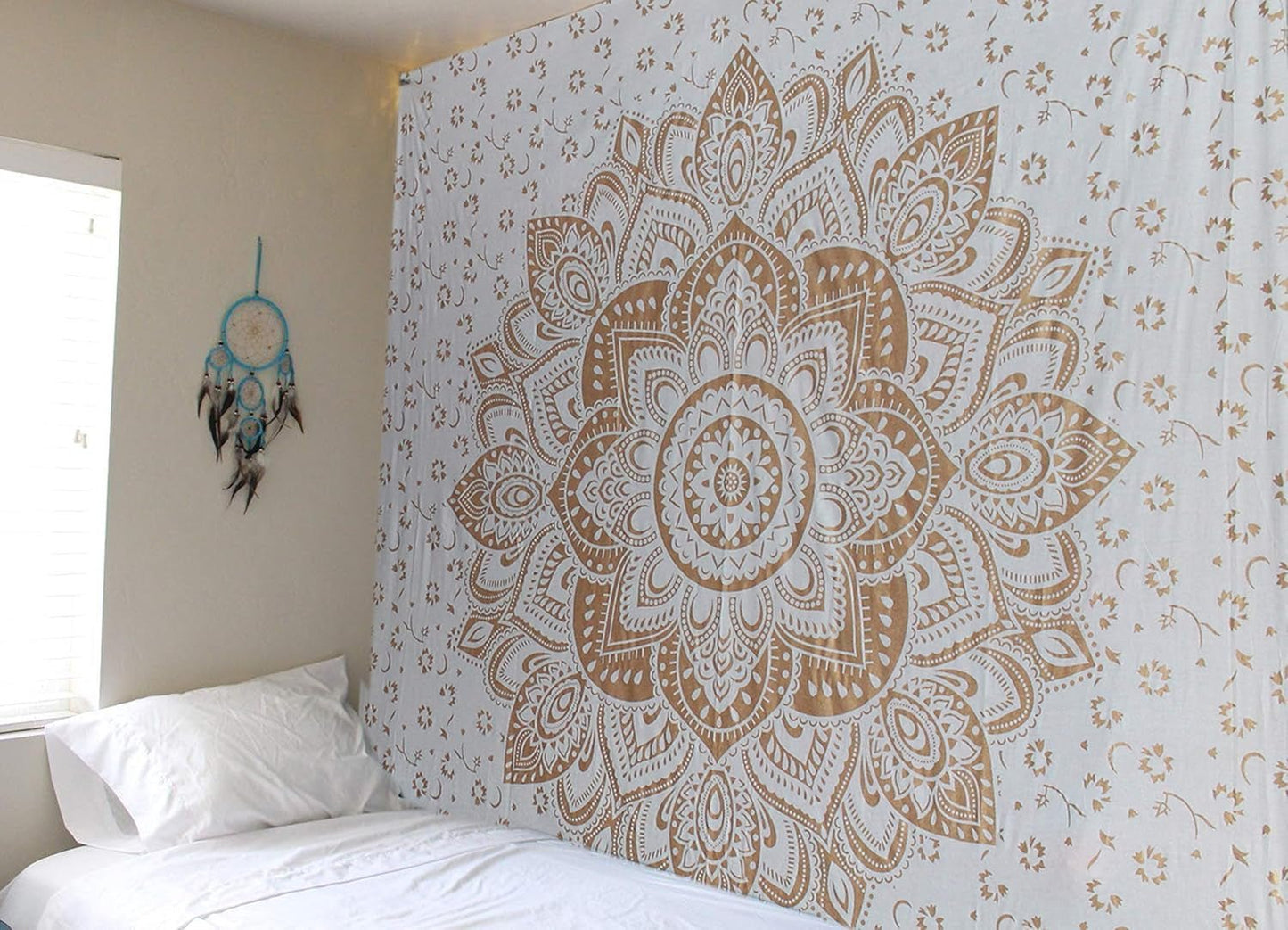 Arazzo mandala metallizzato oro Coperta da spiaggia in cotone indiano Casa - Accessori e Decorazioni Naty Shop