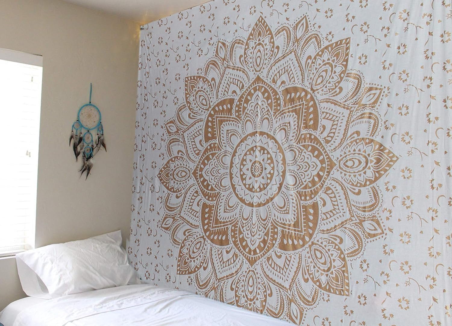 Arazzo mandala metallizzato oro Coperta da spiaggia in cotone indiano Casa - Accessori e Decorazioni Naty Shop