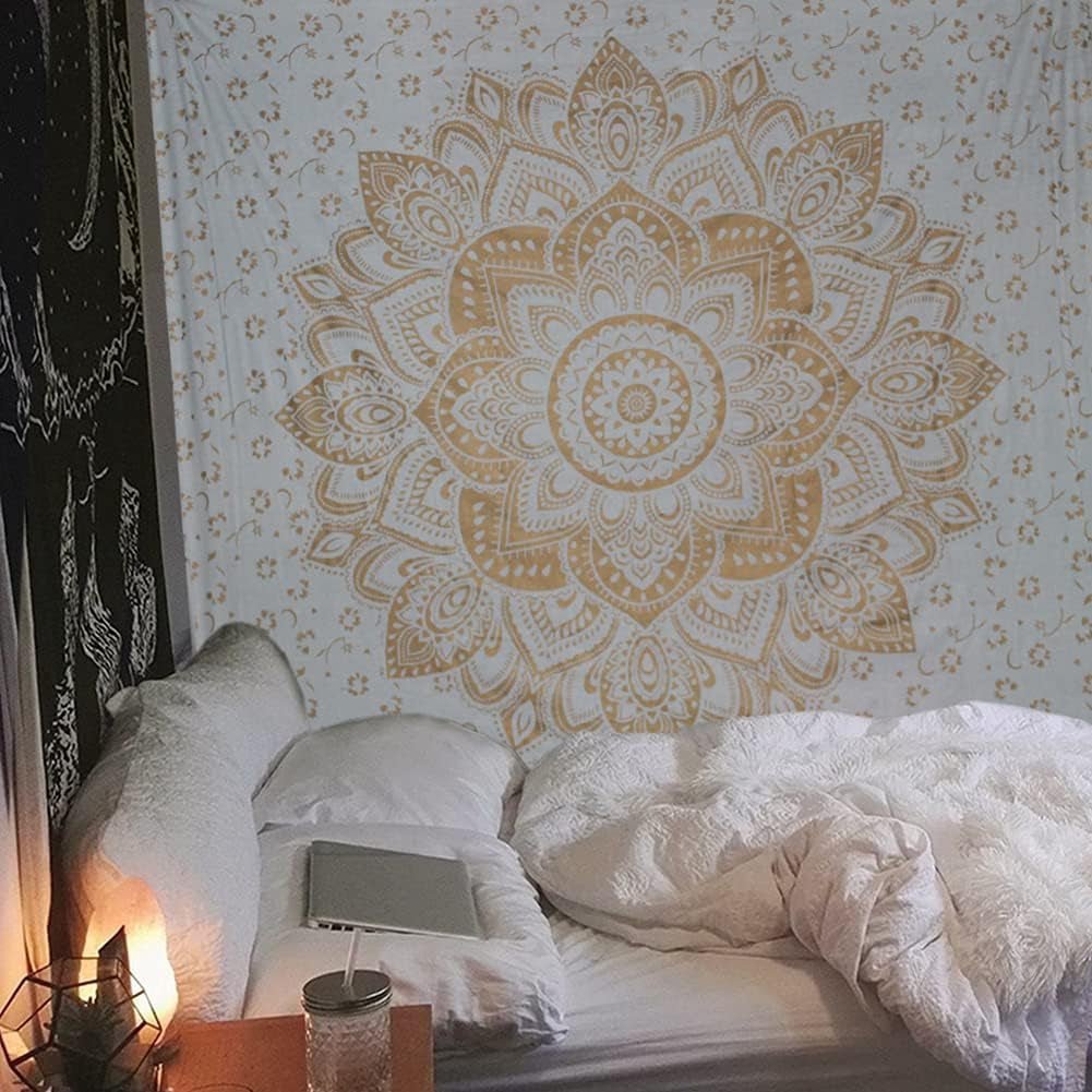Arazzo mandala metallizzato oro Coperta da spiaggia in cotone indiano Casa - Accessori e Decorazioni Naty Shop