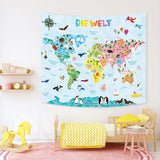 Arazzo Bashom Mappa del mondo degli animali tedesco per bambini Home - Accessori e Decorazioni Naty Shop