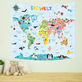Arazzo Bashom Mappa del mondo degli animali tedesco per bambini Home - Accessori e Decorazioni Naty Shop