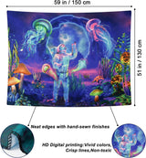 Arazzo betylfoy luce nera astronauta piante reattive meduse Home - Accessori e Decorazioni Naty Shop