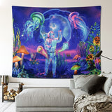 Arazzo betylfoy luce nera astronauta piante reattive meduse Home - Accessori e Decorazioni Naty Shop