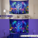 Arazzo betylfoy luce nera astronauta piante reattive meduse Home - Accessori e Decorazioni Naty Shop