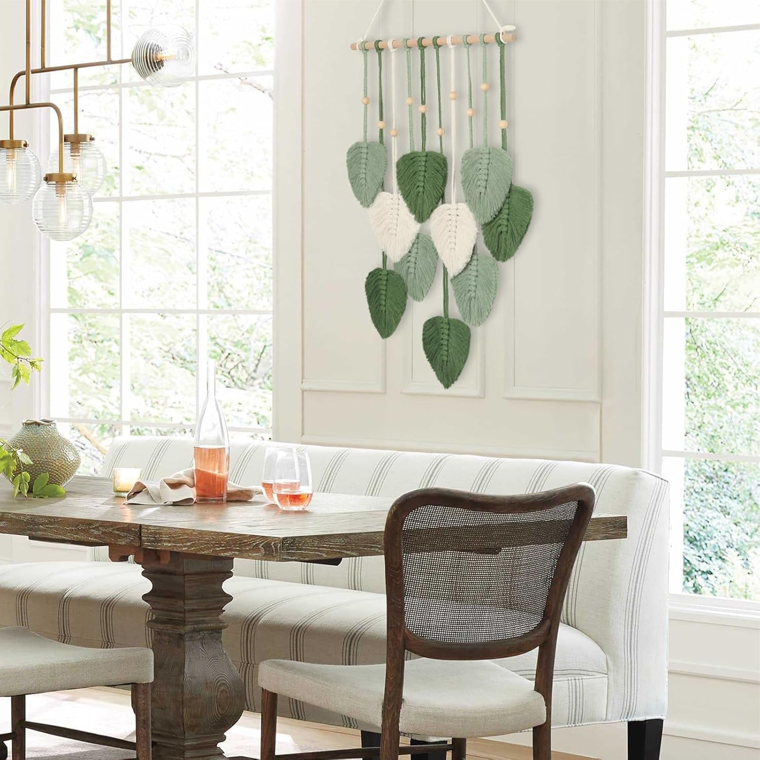 Arazzo betylfoy perline legno foglie verdi Home - Accessori e Decorazioni Naty Shop