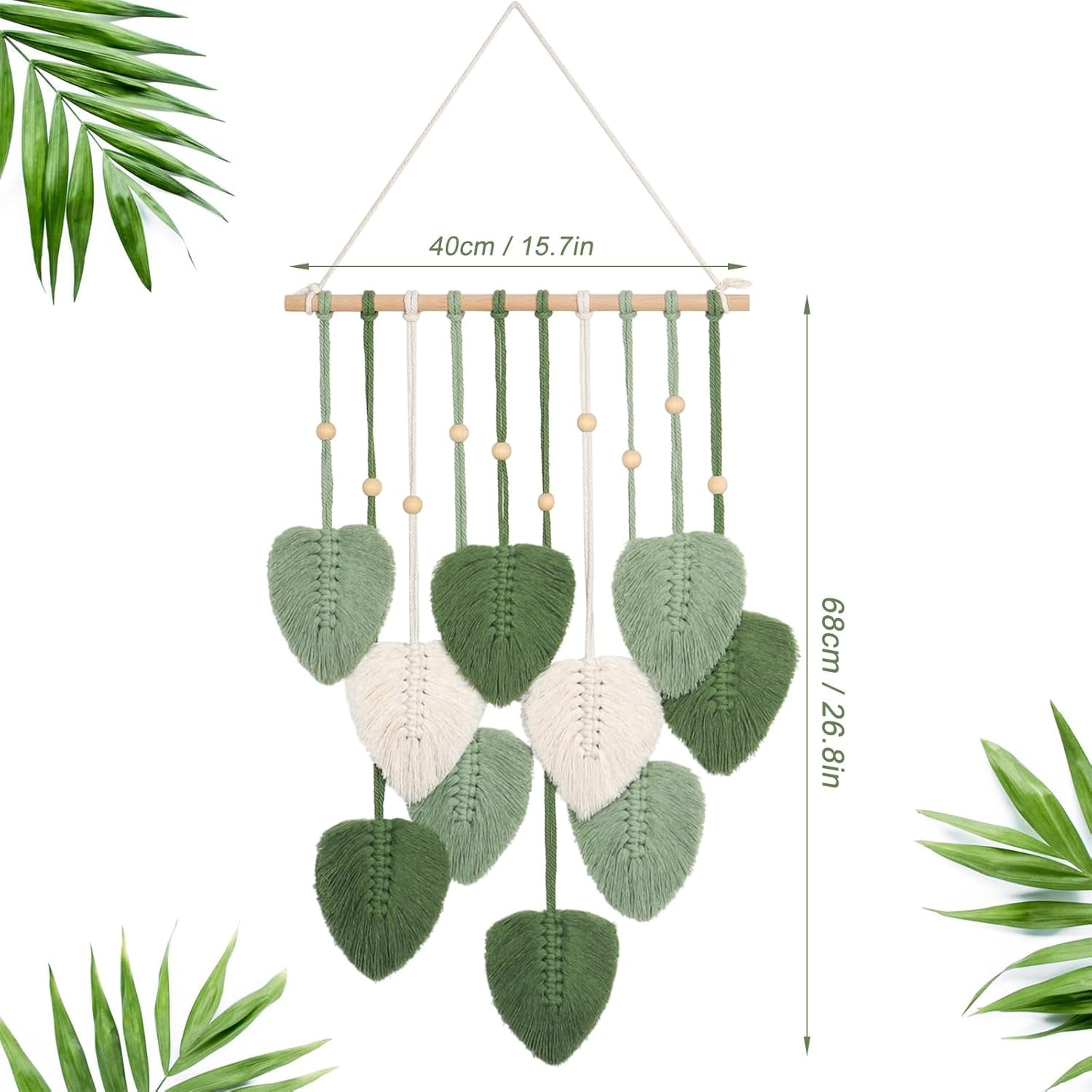 Arazzo betylfoy perline legno foglie verdi Home - Accessori e Decorazioni Naty Shop