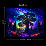 Arazzo luce nera foresta psichedelica natura albero stelle galassia Home - Accessori e Decorazioni Naty Shop