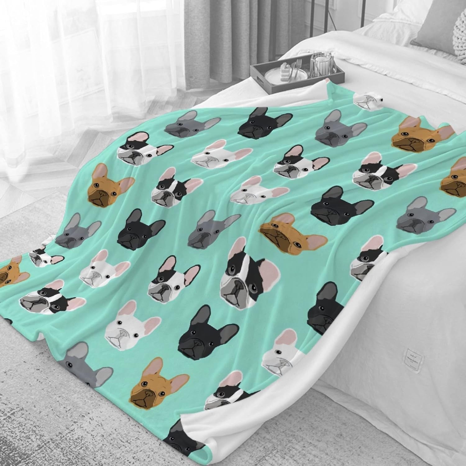 Arazzo Bulldog francese con motivo stampato davanti alla casa - Accessori e Decorazioni Naty Shop