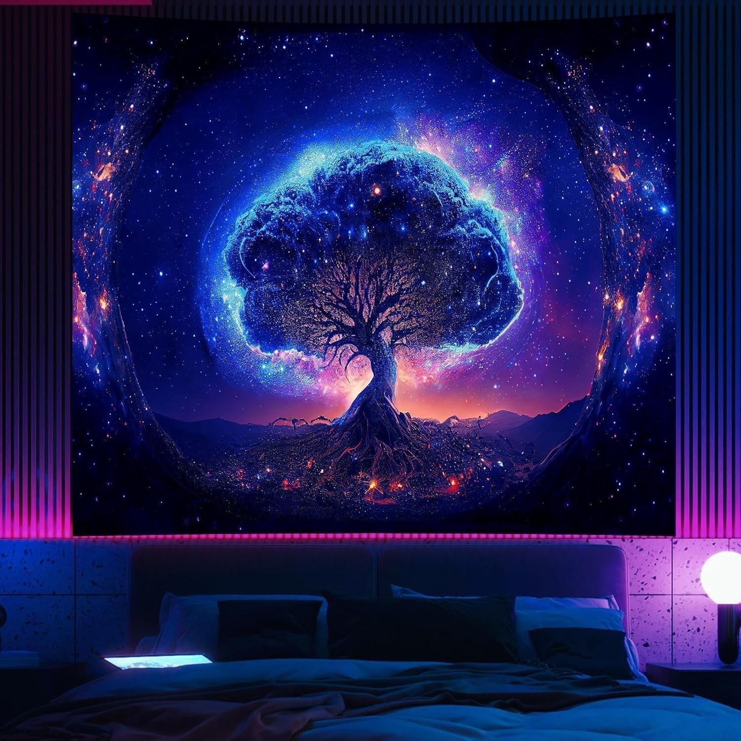 Arazzo albero luce nera estetica spaziale Casa - Accessori e decorazioni Naty Shop