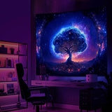 Arazzo albero luce nera estetica spaziale Casa - Accessori e decorazioni Naty Shop
