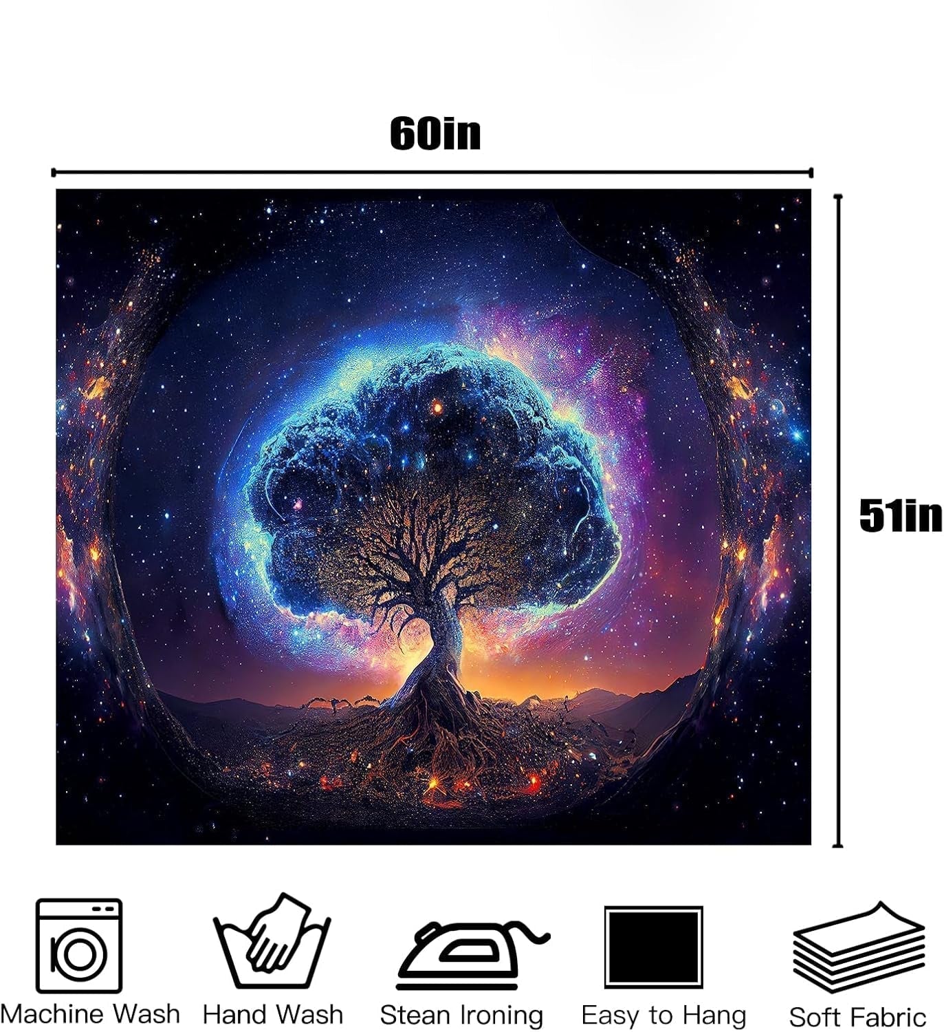Arazzo albero luce nera estetica spaziale Casa - Accessori e decorazioni Naty Shop