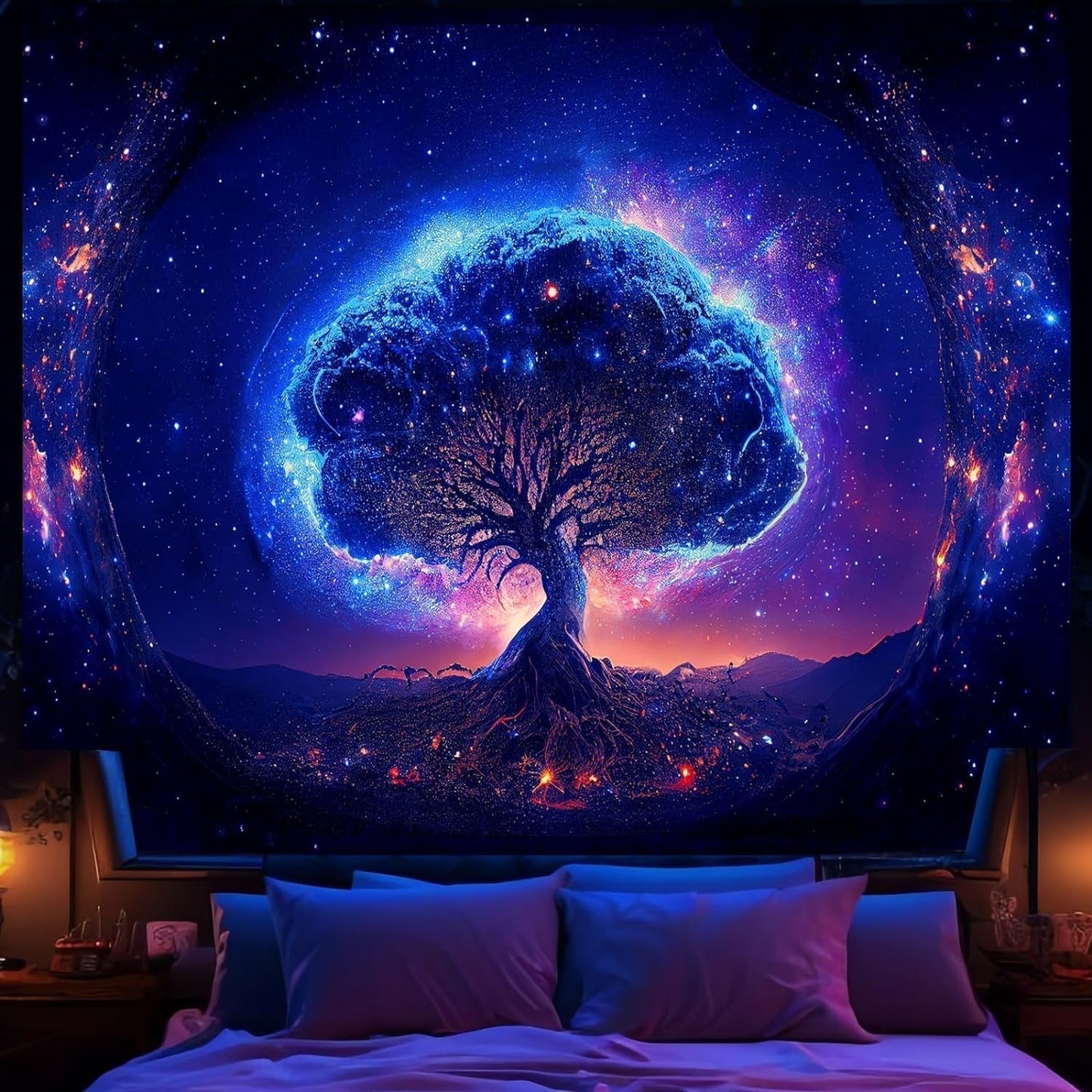 Arazzo per albero spazio luce nera estetica Casa - Accessori e decorazioni Naty Shop Spazio luce nera 152,4 L X 129,5 B Cm