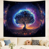 Arazzo albero luce nera estetica spaziale Casa - Accessori e decorazioni Naty Shop