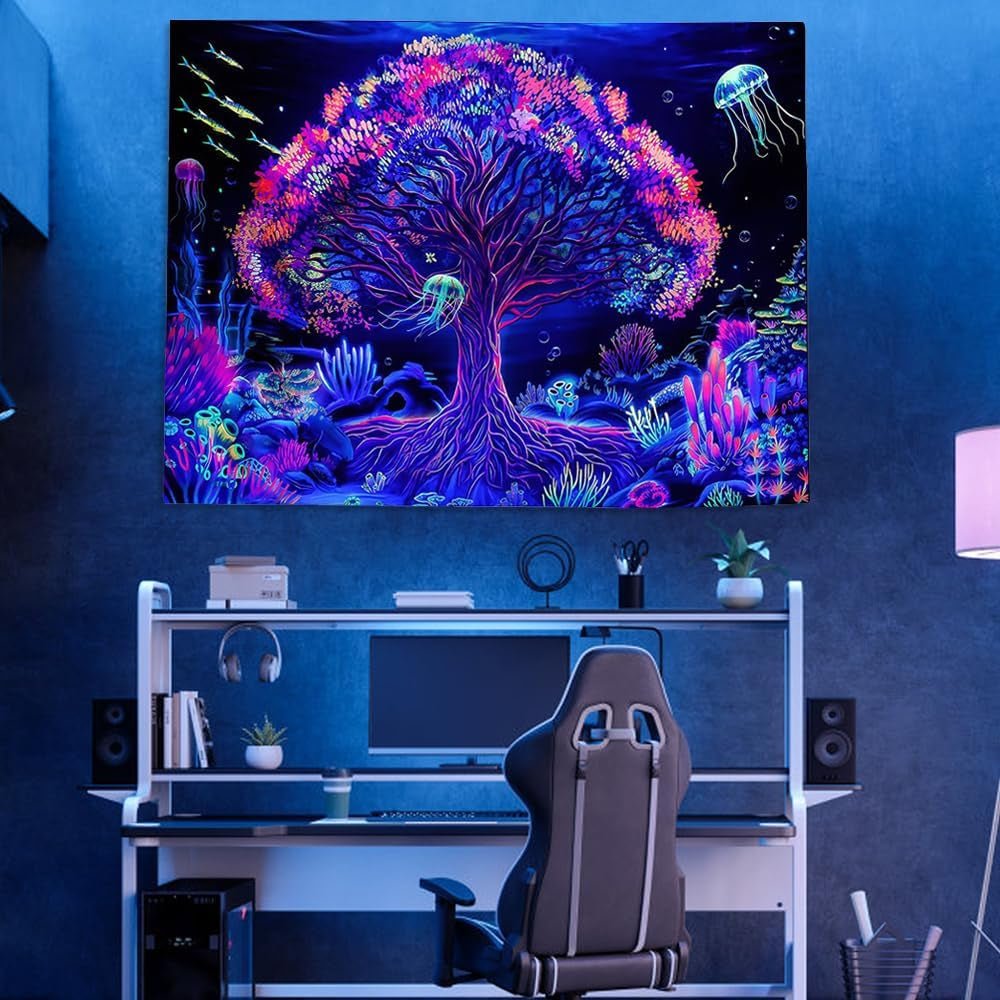 Arazzo albero della vita mandala fluorescente Home - Accessori e Decorazioni Naty Shop