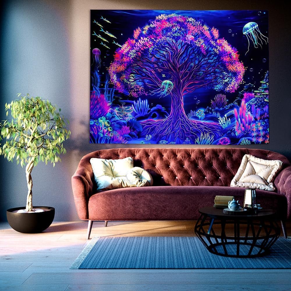 Arazzo albero della vita mandala fluorescente Home - Accessori e Decorazioni Naty Shop
