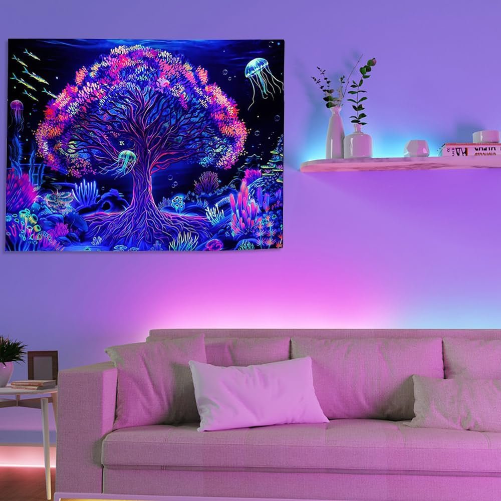 Arazzo albero della vita mandala fluorescente Home - Accessori e Decorazioni Naty Shop
