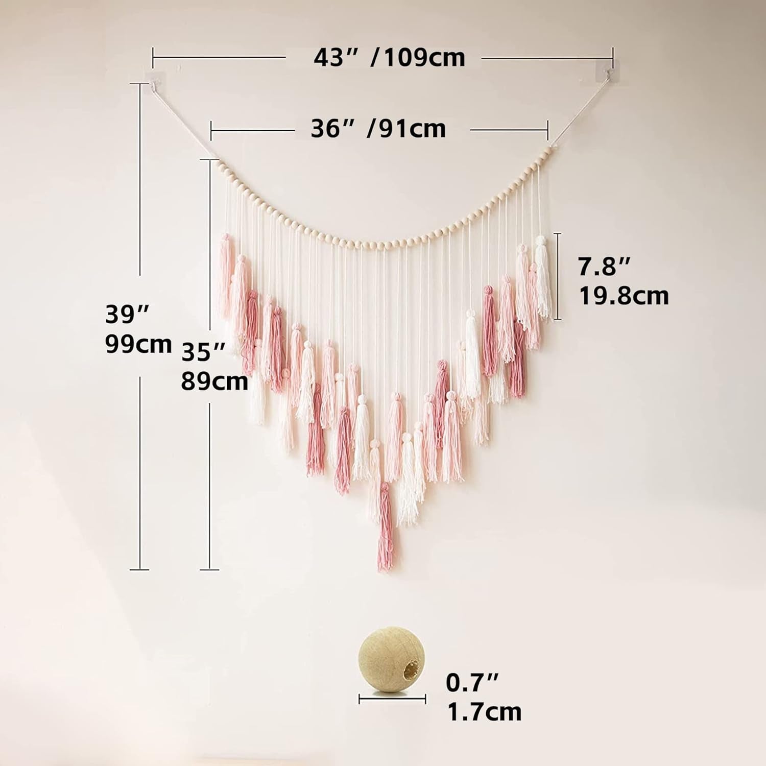Arazzo decorativo appeso con perline in legno pastorale intrecciate Home - Accessori e decorazioni Naty Shop