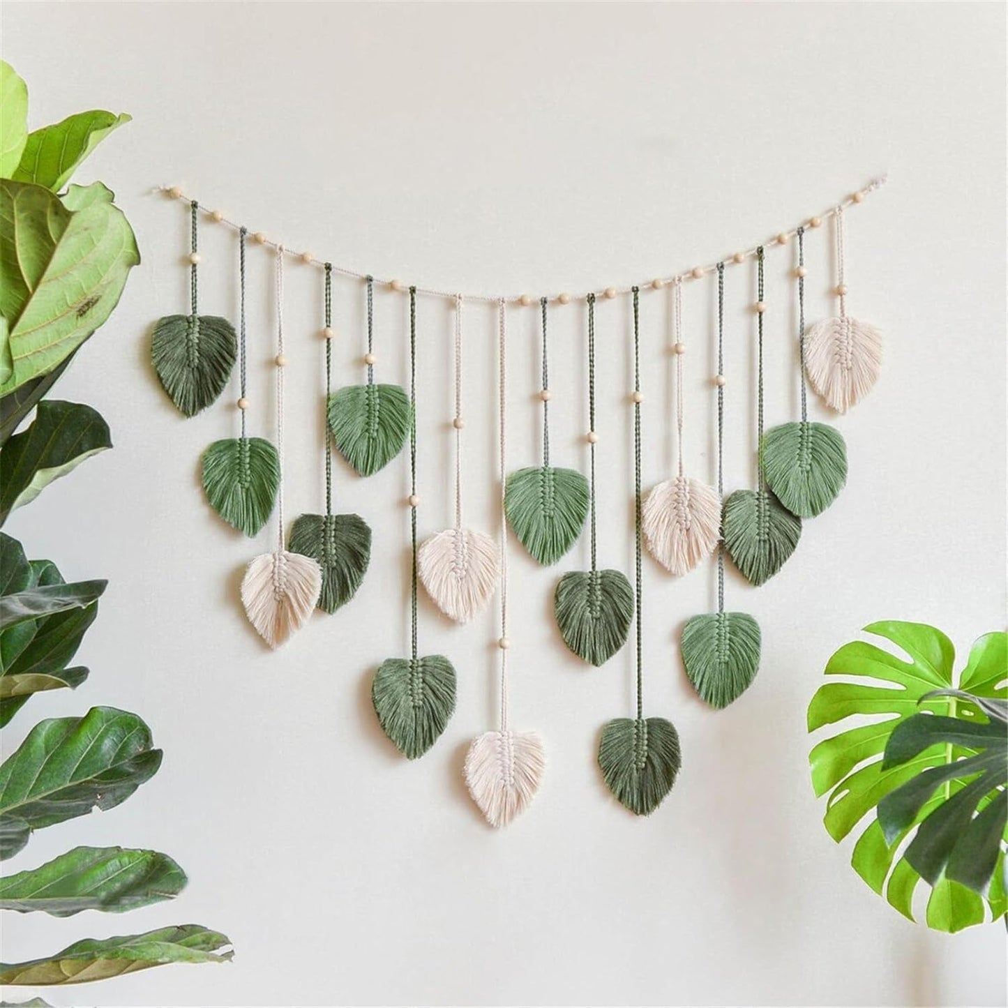 Grande decorazione arazzo perline intrecciate foglie di legno Home - Accessori e decorazioni Titolo predefinito di Naty Shop
