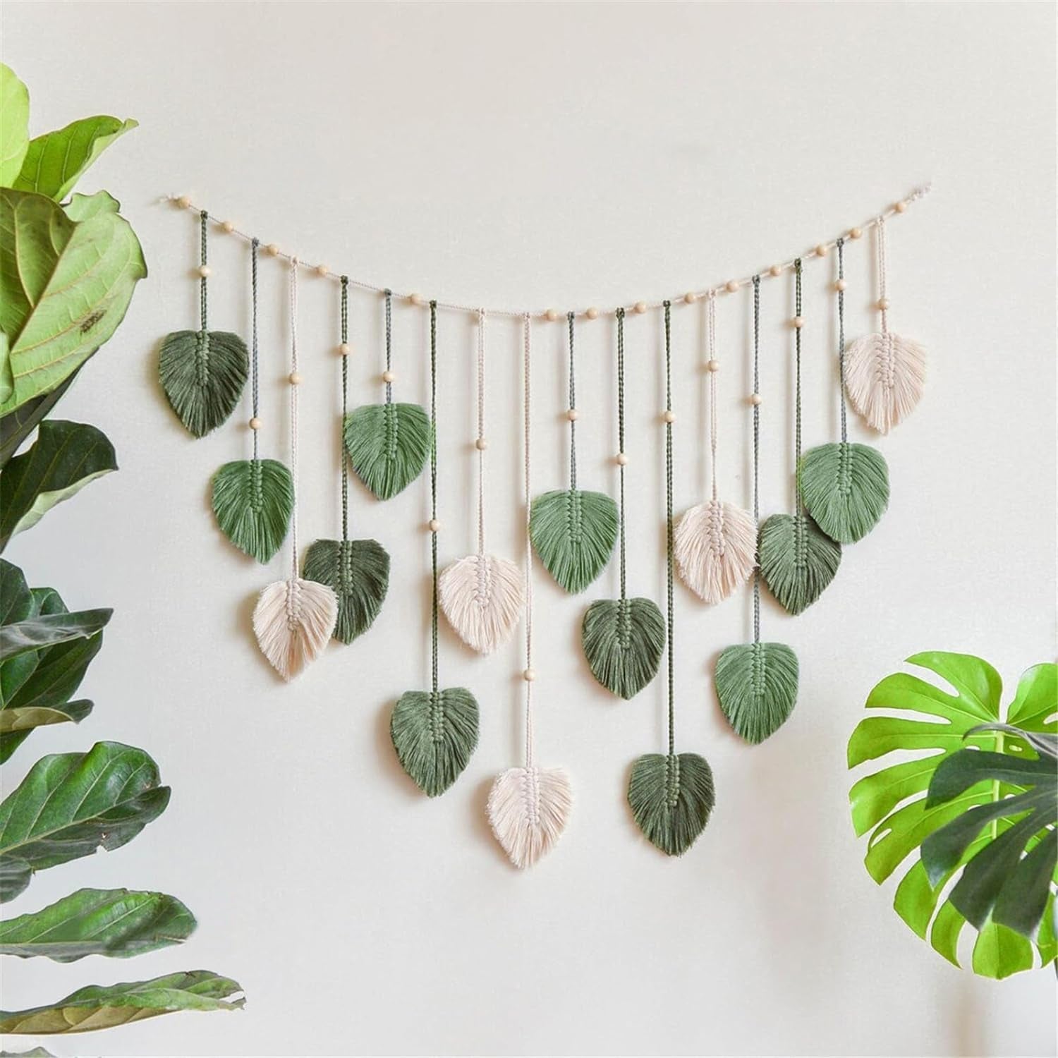 Grande decorazione arazzo perline intrecciate foglie di legno Home - Accessori e decorazioni Titolo predefinito di Naty Shop
