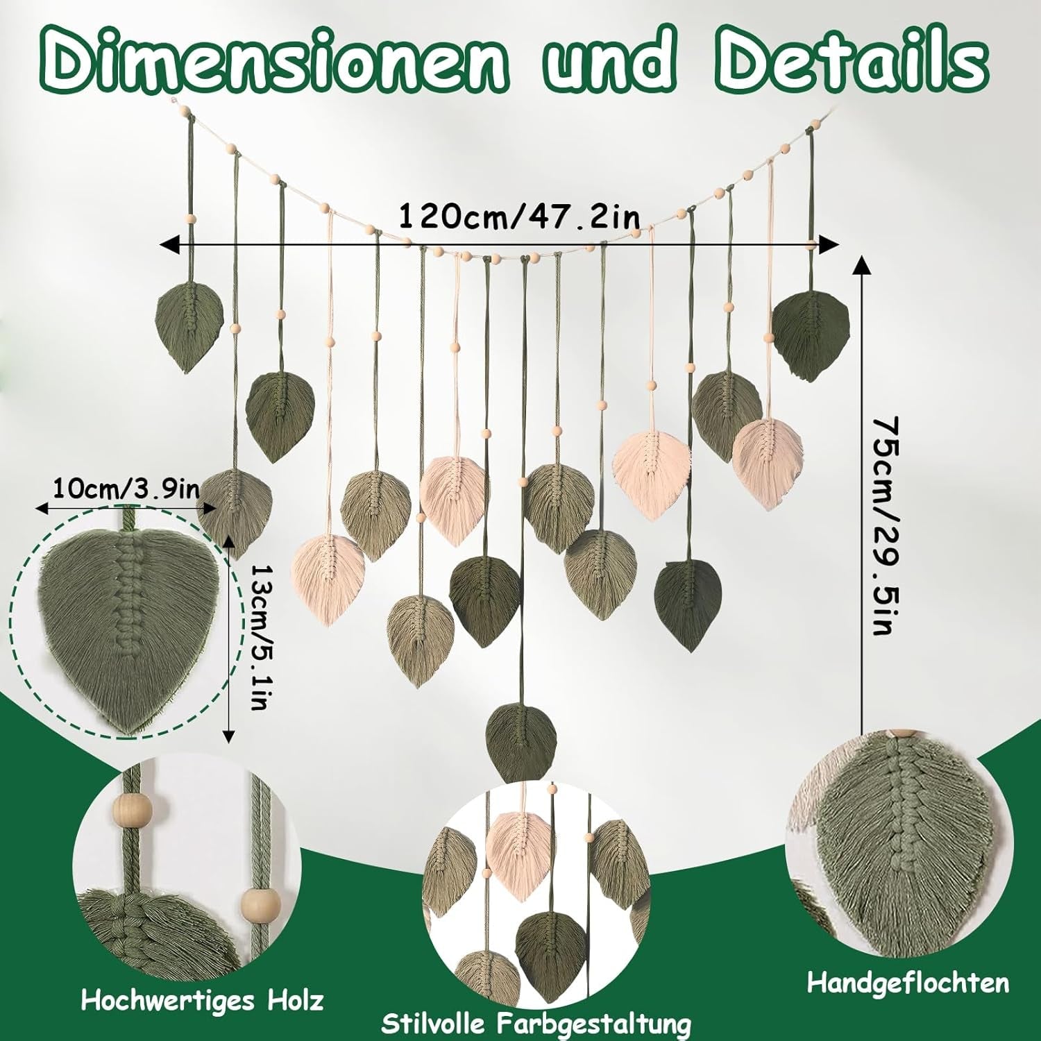 Arazzo decorazione perline in legno disegno foglia Home - Accessori e Decorazioni Naty Shop