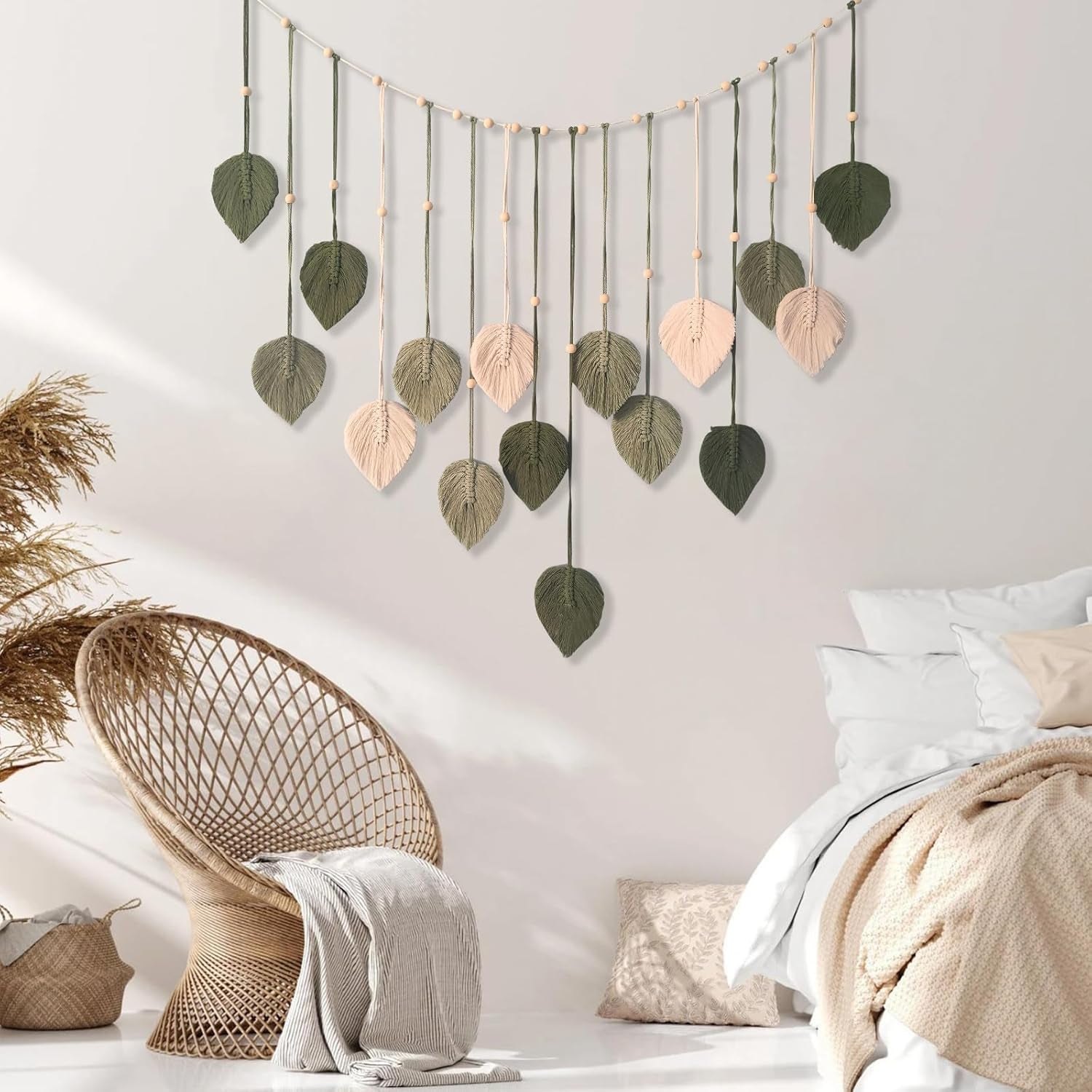 Arazzo decorazione perline in legno disegno foglia Home - Accessori e Decorazioni Naty Shop