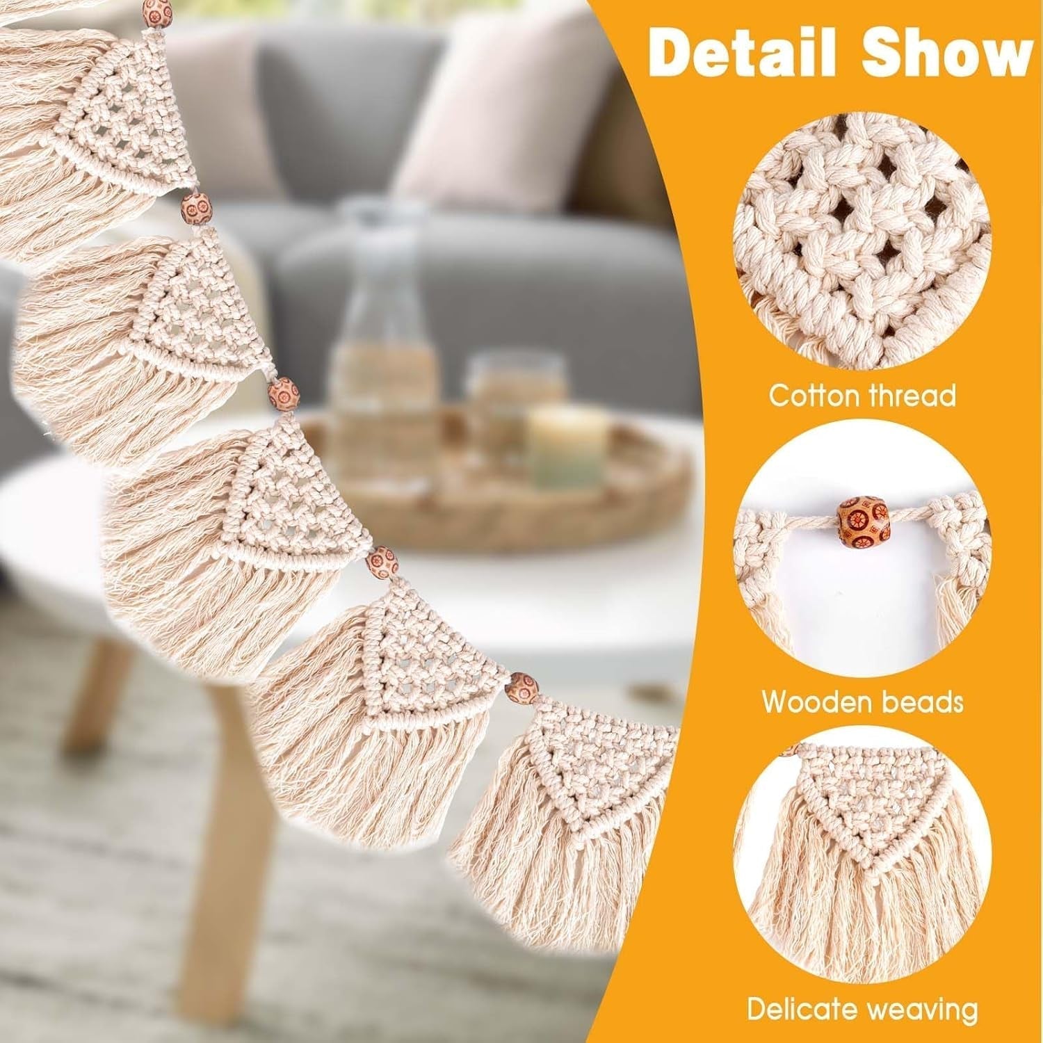 Decorazione arazzo intrecciato a mano con frange e ghirlanda led Home - Accessori e Decorazioni Naty Shop
