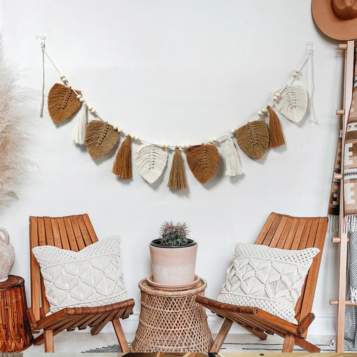 Arazzo decorativo con foglie intrecciate e frange chic Home - Accessori e Decorazioni Naty Shop