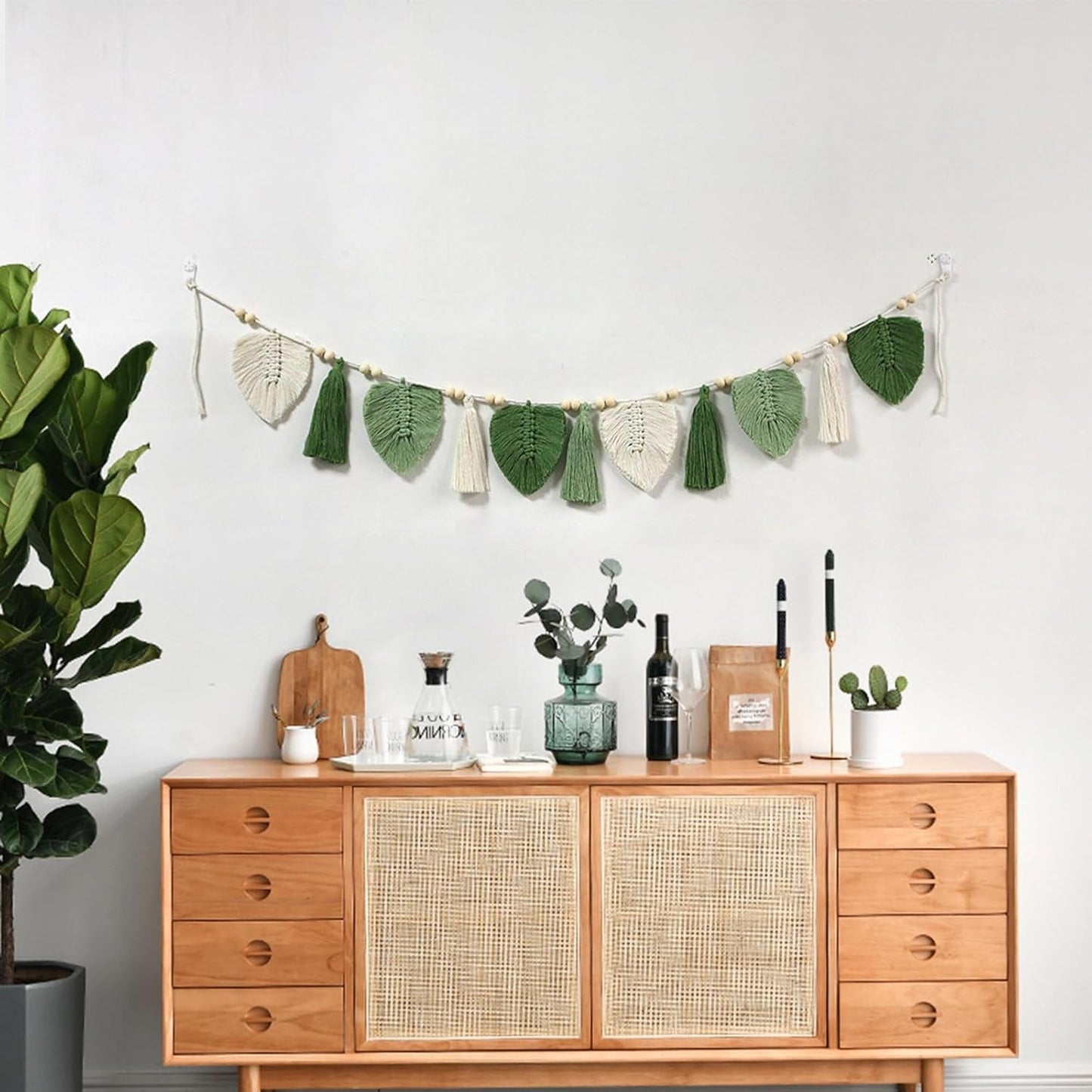 Arazzo decorativo con foglie intrecciate e frange chic Home - Accessori e Decorazioni Naty Shop