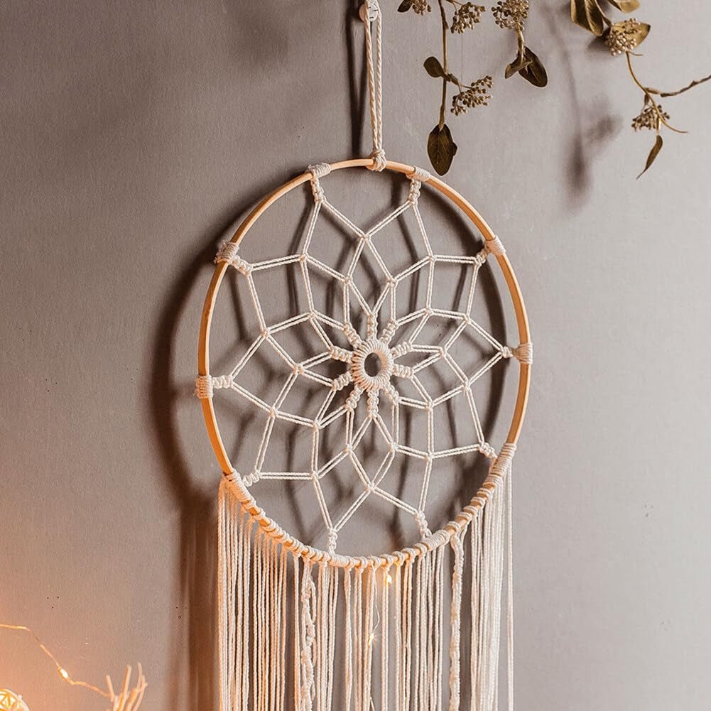 Grande arazzo bianco acchiappasogni fatto a mano con nappe Casa - Accessori e Decorazioni Naty Shop