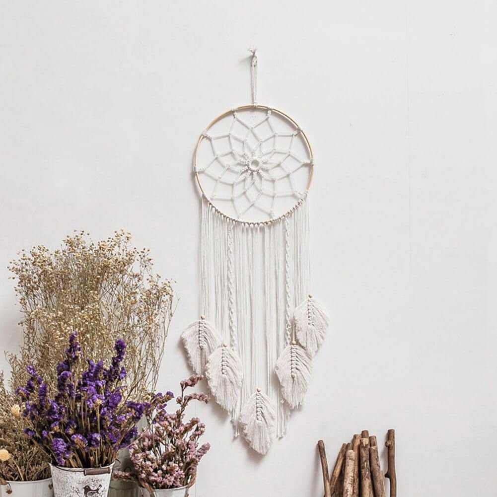 Grande arazzo bianco acchiappasogni fatto a mano con nappe Casa - Accessori e Decorazioni Naty Shop