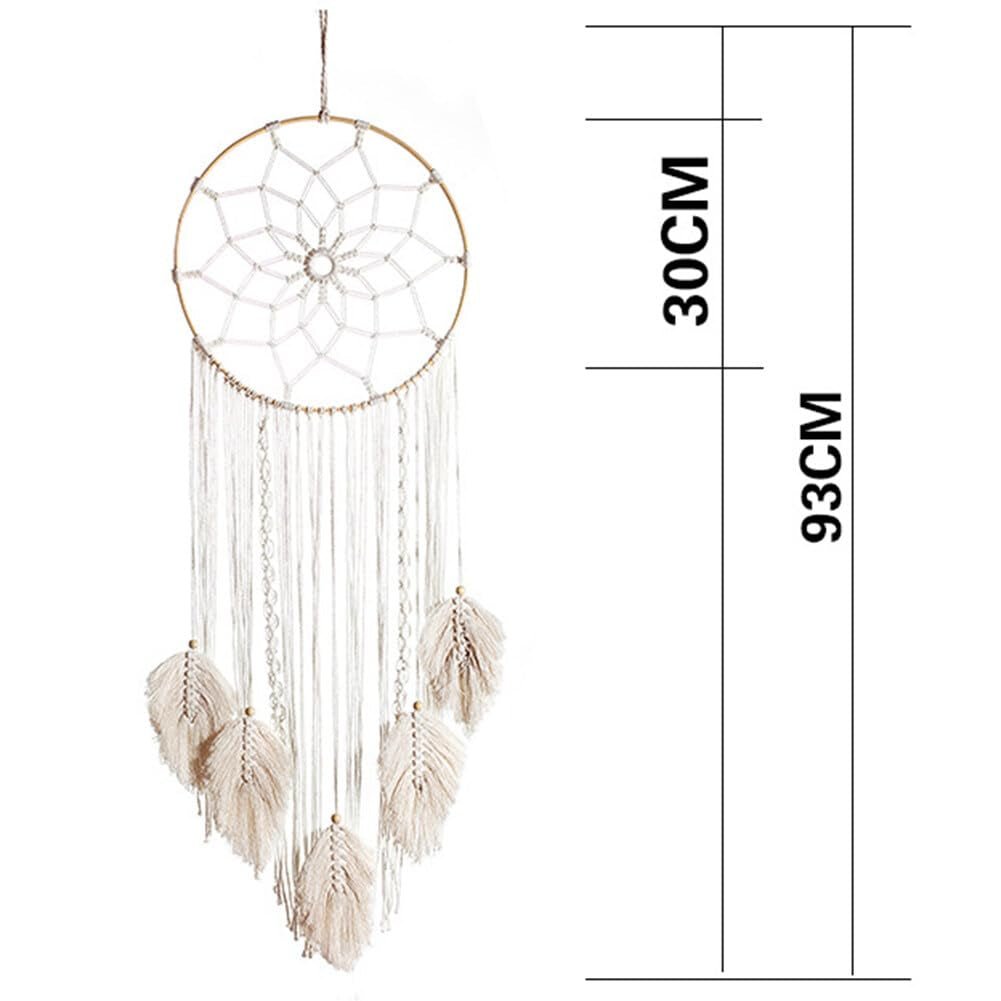 Grande arazzo bianco acchiappasogni fatto a mano con nappe Casa - Accessori e Decorazioni Naty Shop