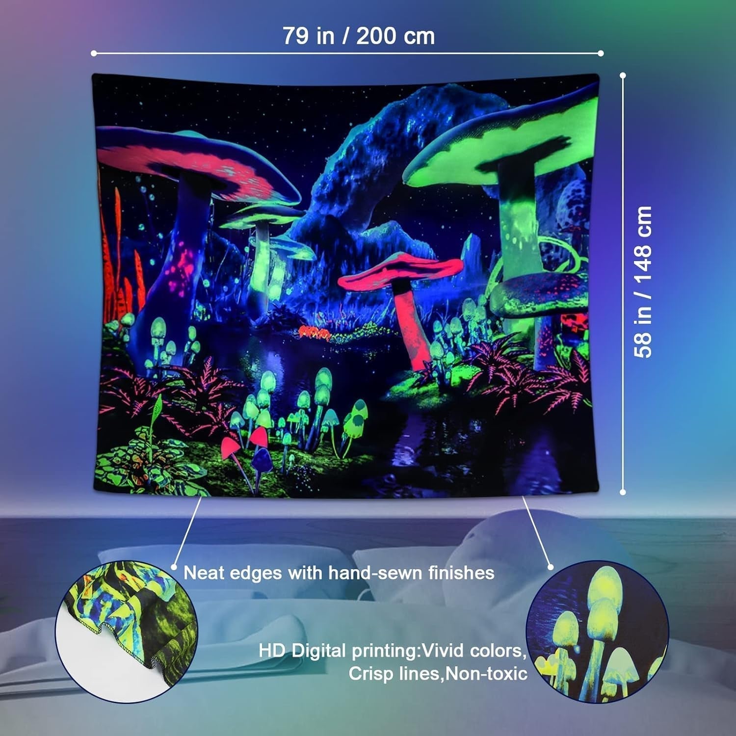 Arazzo dremisland blacklight fungo psichedelico reattivo galassia da parete Casa - Accessori e Decorazioni Naty Shop