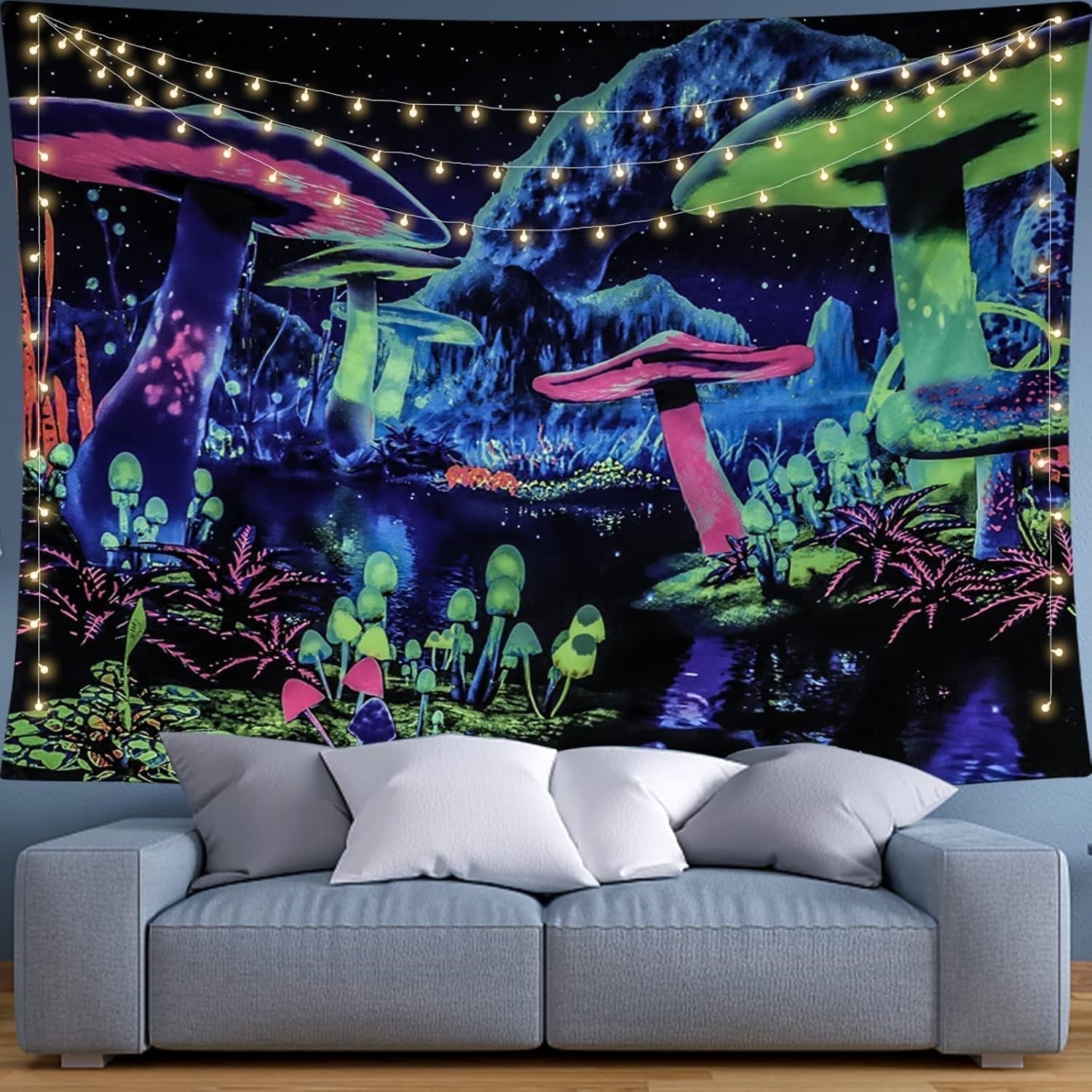 Arazzo dremisland blacklight fungo psichedelico reattivo galassia da parete Casa - Accessori e Decorazioni Naty Shop