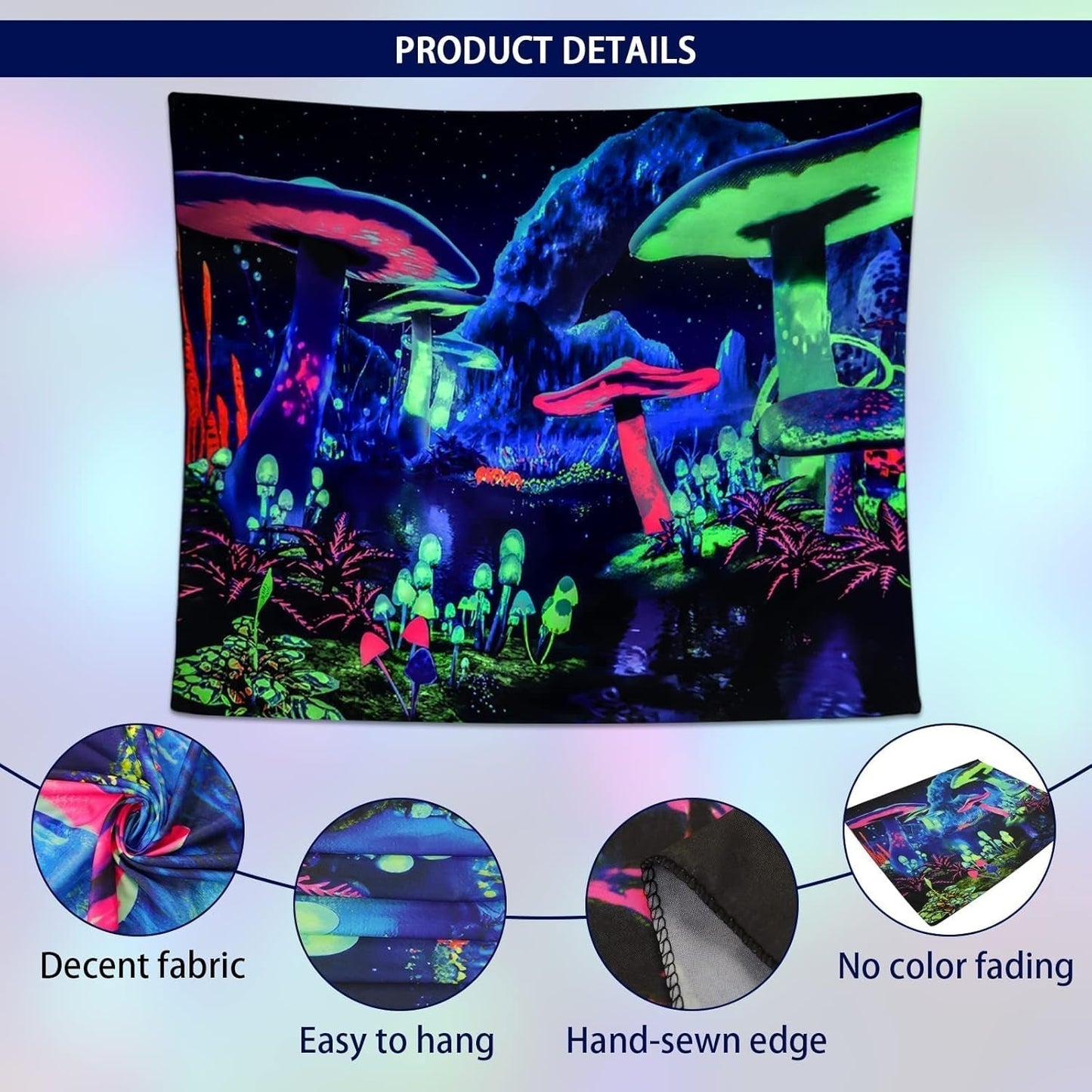 Arazzo dremisland blacklight fungo psichedelico reattivo galassia da parete Casa - Accessori e Decorazioni Naty Shop