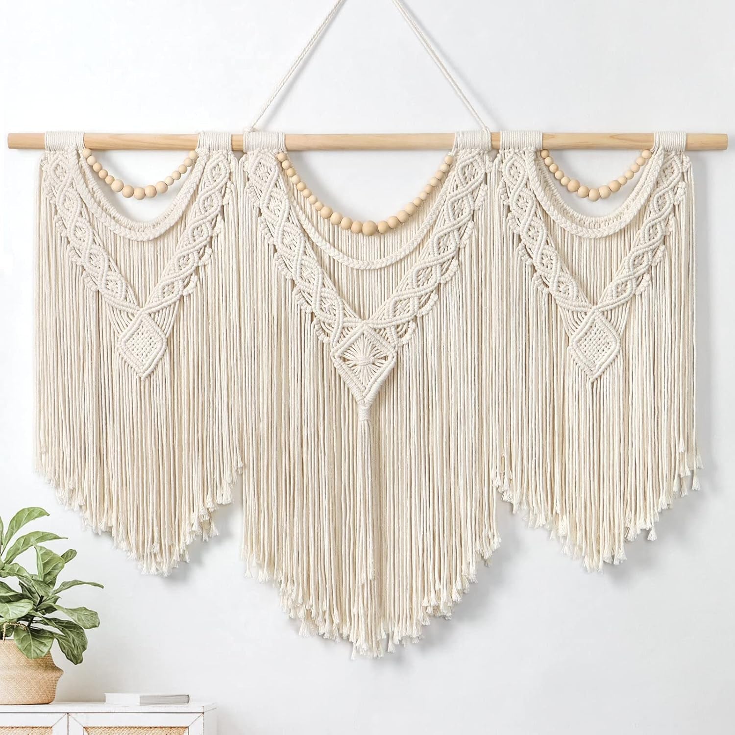 Arazzo dremisland grande deco tessuto beige Home - Accessori e Decorazioni Naty Shop Perline di legno