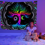 Arazzo fluorescente albero vita psichedelica luna Home - Accessori e Decorazioni Naty Shop