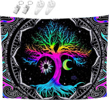 Arazzo fluorescente albero vita psichedelica luna Home - Accessori e Decorazioni Naty Shop